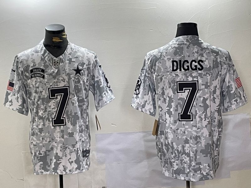 Men Dallas Cowboys #7 Diggs Nike Arctic Camo 2024 Salute to Service Limited NFL Jersey
